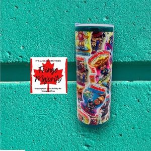 80s retro fabric wrapped stainless steel epoxy tumbler, iconic, insulated,